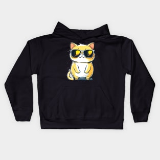 Cute ginger cat wearing sunglasses awesome Kids Hoodie